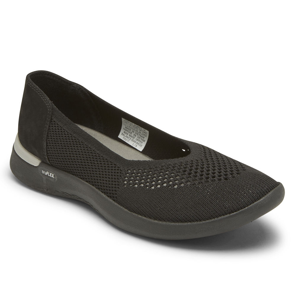 Rockport Flats Sko Dame Svart - Truflex Fly Strikke Ballet - MVZY62853